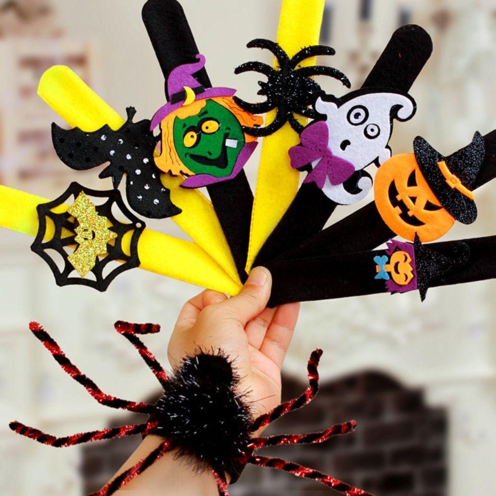 Spider Pop Circle Wristband Pumpkin Hands Clap Circle Funny Halloween Slap Bracelets  Halloween