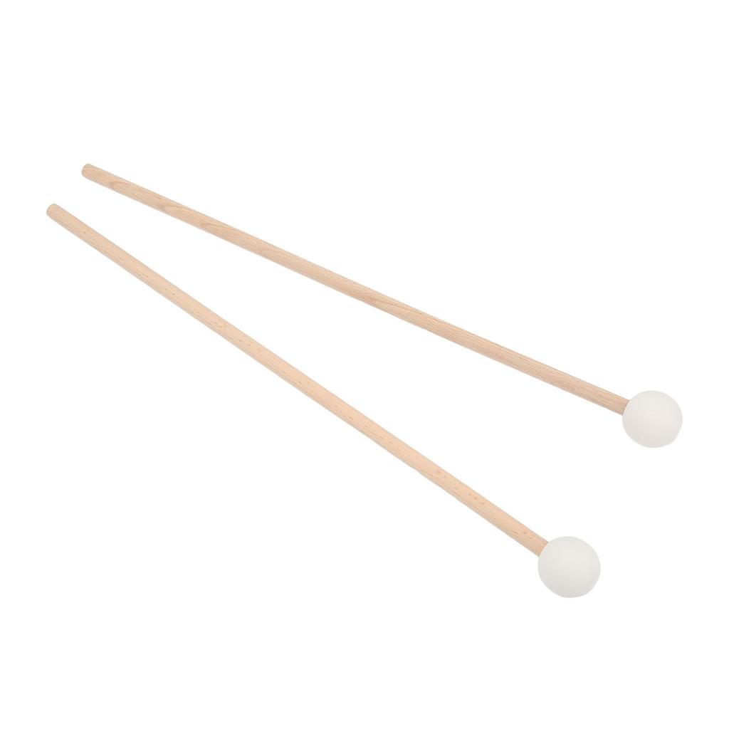 2PCS Bell Mallet Maple Handle Rubber Head Wonderful Sound Quality Xylophone Mallet for Marimba White