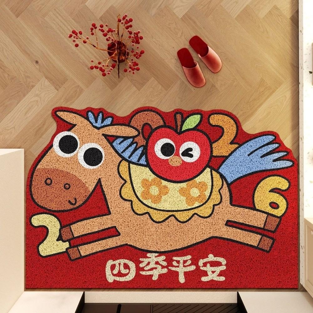 Wear-Resistant Chinese New Year Doormat Anti-slip Floor Mat Horse Pattern Carpet  Door Entrance
