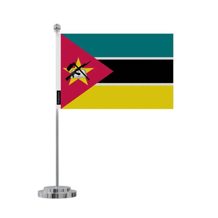 Drapeau de bureau - Mozambique - 14 x 21 cm - Polyester - Impression recto/verso - Acier inoxydable