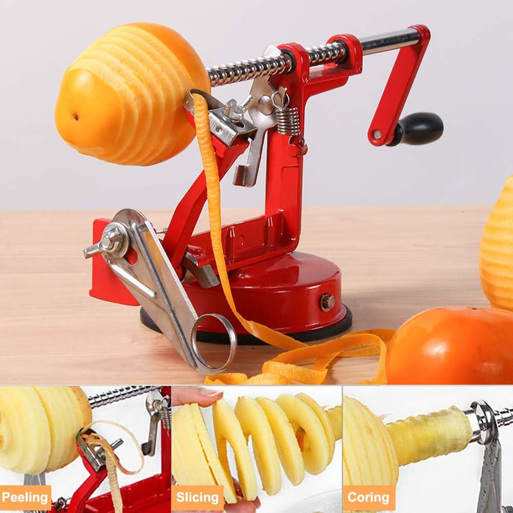 Apple Peeler Slicer Corer 3 In 1, Potato Peelers, Stainless Steel Heavy Duty with Suction Cup Base