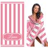 Personalized Striped Beach Towel Custom Name/Logo Oversized Microfiber Towel Summer Party Gift for Beach Swimming Bath Sports