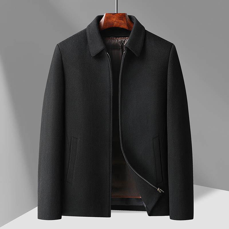 

Men s Cashmere Wool-Blend Down Jacket - 2025 Autumn/Winter Dad s Style M [100-120 kg] чорний