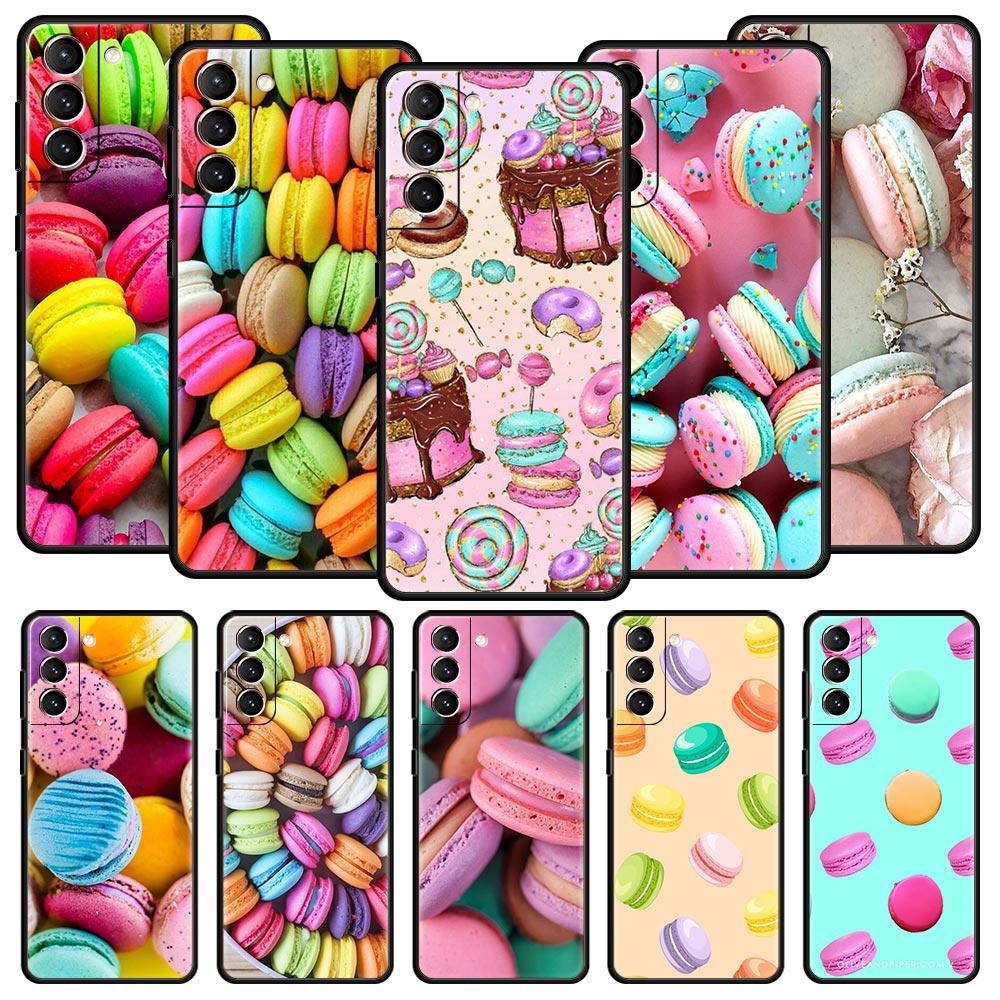 Cute Macarons Dessert Case For Samsung Galaxy S22 S21 S20 Ultra FE 5G S24 S9 S10 Plus S23 S10E Silicone Phone Cover