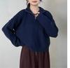 Foreign Trade New Double Zipper Reverse Set Design Sense Loose Simple Knitted Cardigan Solid Color Casual Sweater Jacket Women