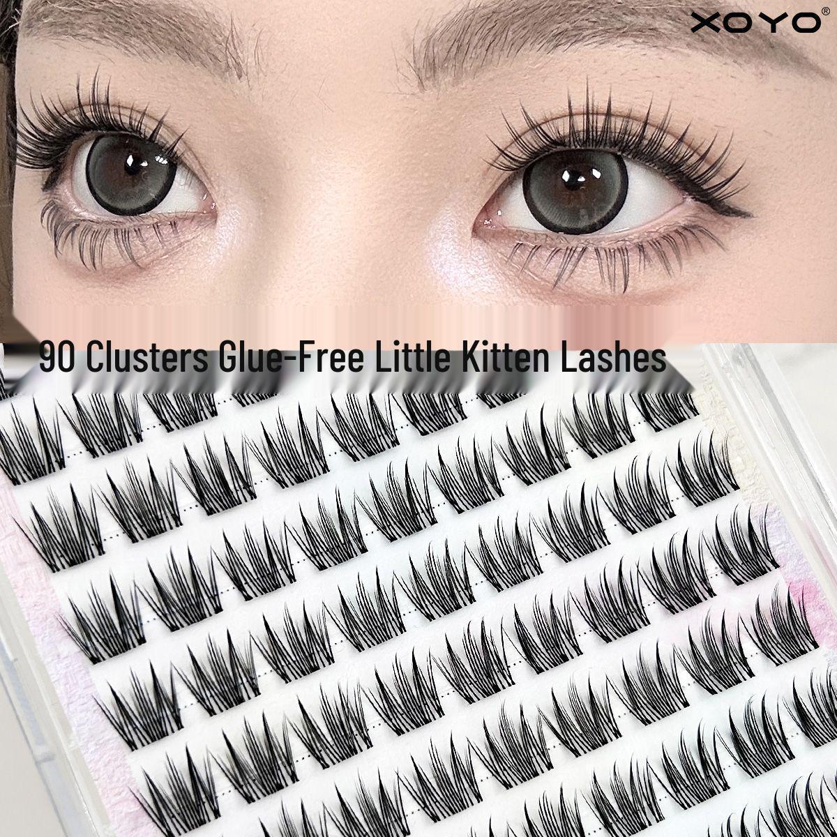 

XOYO Natural Elf Flower Cluster Eyelashes - Glue-Free, Realistic, Easy 3-Step Application for Newbies. Glue 6 Clusters Small Pack