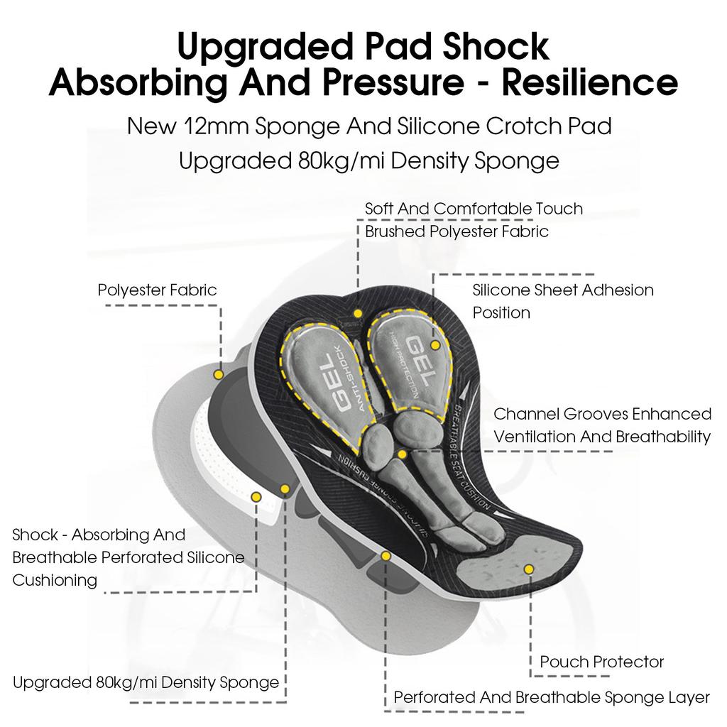 Men's Summer Outdoor Cycling Shorts High Elastic Sponge Pad Shock Absorption Breathable Sweat Absorption Riding Shorts Black Asian Size M (EU Size S)