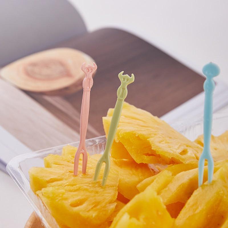 50PCS/Bag Household Plastic Fruit Disposable Forks Mini Cartoon Food Picks Dessert Fruit Snack Cake Dessert Party Supplies
