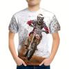 Boy's Fashion 3D Printed T-Shirt - Short Sleeve Crew Neck Casual Streetwear Bike Design for Young People