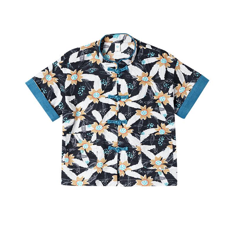 Children s 2026 Summer Floral Short-Sleeve Chinese Style Top 100 cm