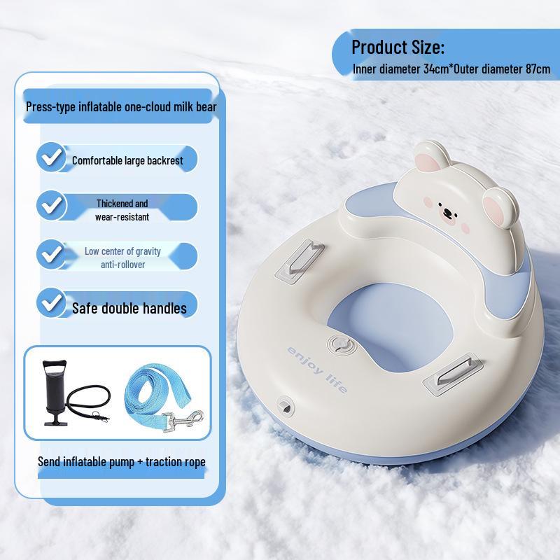 Durable Inflatable Snow Tube with Backrest & Handles - Wear-Resistant & Explosion-Proof Design
