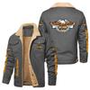 Mens Winter Fleece Lined Cotton Jacket Slim Fit Stand Collar Sport Coat With Graphic Prints European Size