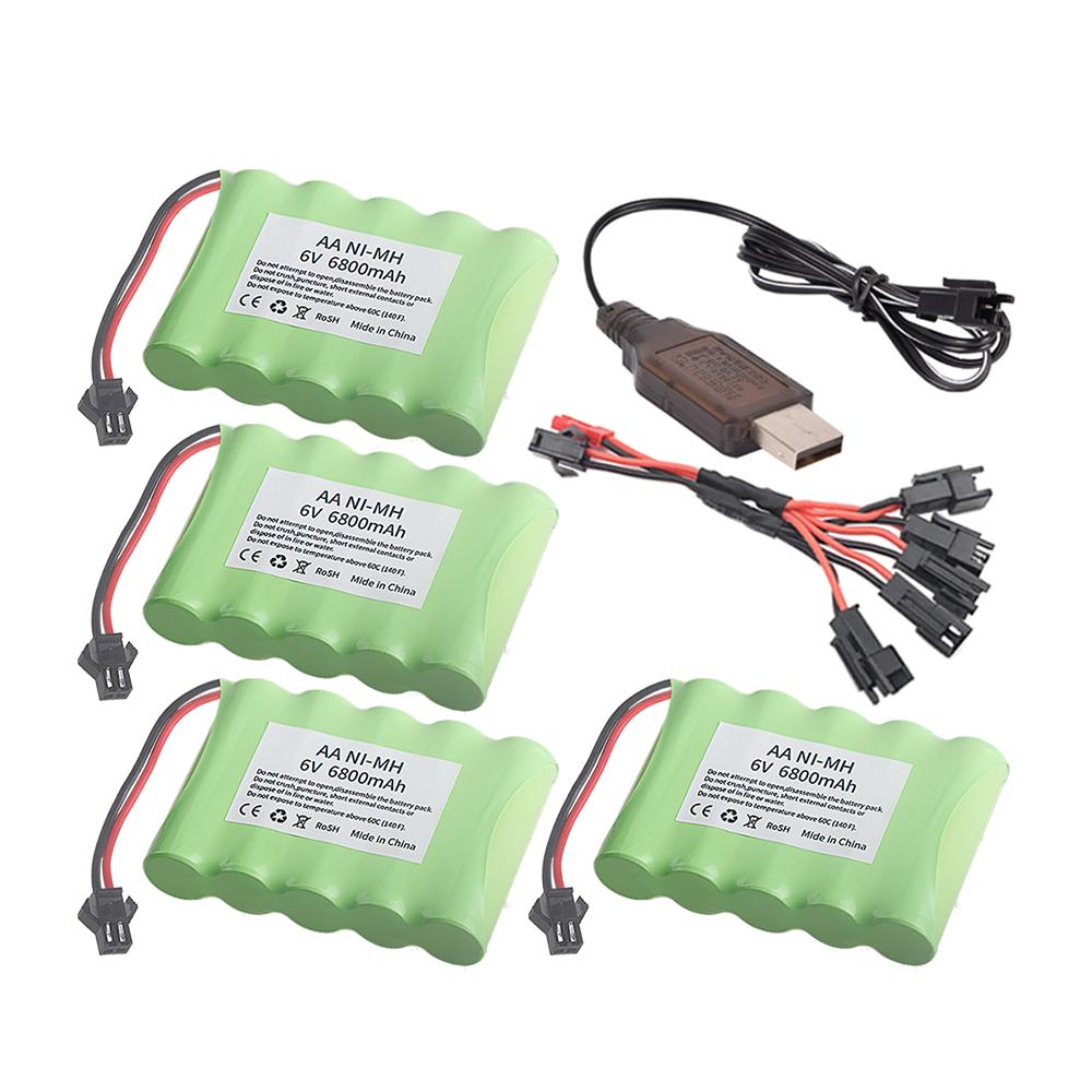 (SM PLUG) 6V 6800mAh NiMH Battery with USB Charger For Rc Toys Cars Tank Truck Robot Boats AA Ni-MH 6v Rechargeable Battery Pack