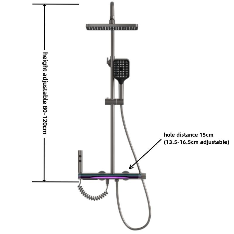 Digital Display Shower Set Rainfall Bathroom Shower Faucet Kit With Bidet Wall Mounted Brass Hot Cold Water Mixer Tap System