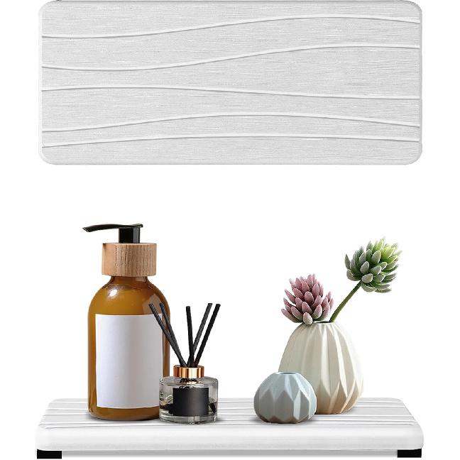 3PCS Water Absorbing Stone Tray, DryingNeat Diatomite Stone Sink Tray, Tant Dry Sink Coasters, Kitchen Sponge Hand Soap Holder, Countertop Fast