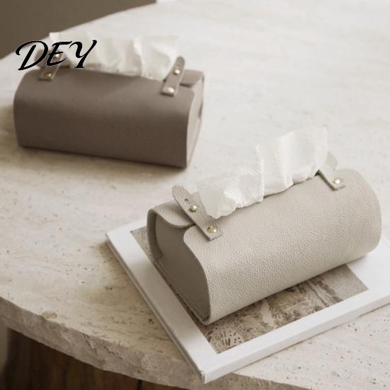 Portable Tissue Storage Bag Faux Leather Box, Minimalist Napkin Holder for Living Office Desk Case Room Desk, Decorative Dispenser Cover Facial