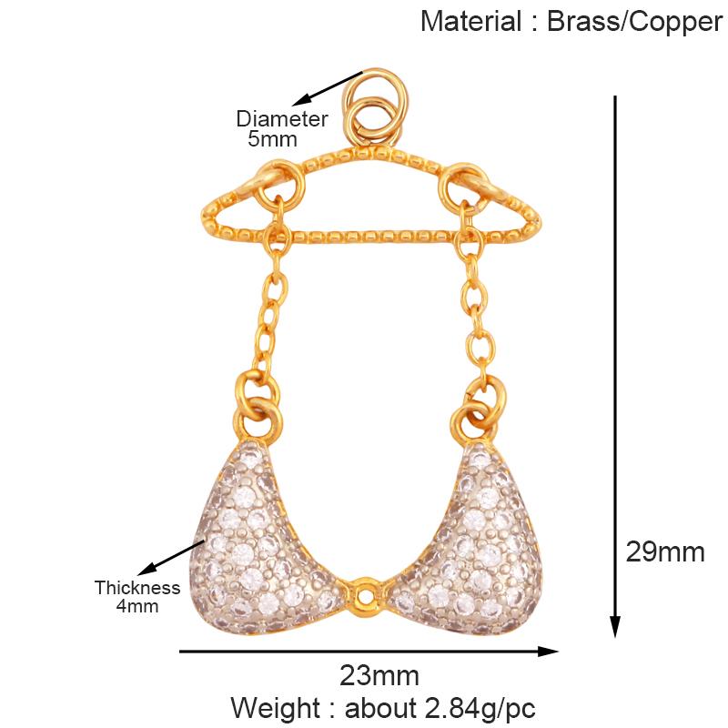 Fashion Cowboy Hat Boots Dance Shoes Bra Birdcage Sports Charm Pendant,Zircon Real Gold Necklace Craft Jewelry Supplies K68