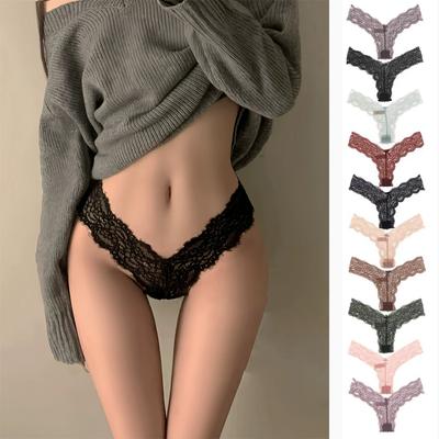Große Größe Damen Sommer Sexy Spitze Bequem Transparent Baumwollnetz Niedrige Taille Tanga Unterwäsche