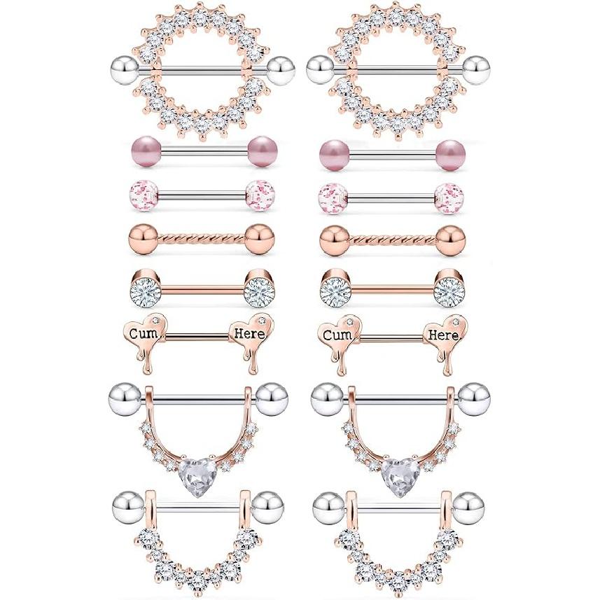 Cisyozi 14G кольца для сосков круглые CZ в форме сердца ювелирные изделия для сосков — фото 6