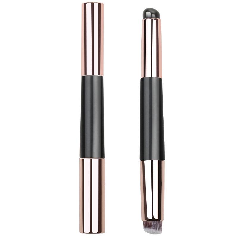 Two-in-One Silicone Lip & Concealer Brush with Lid - Round Head for Lipstick, Lip Balm, and Nail Art.