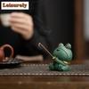 Color Blue Stone Cute Big-eyed Frog Incense Holder Water Fountain Decoration Incense Burners Meditation Censer Buddhism Ornament