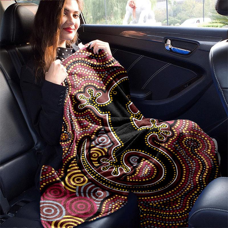 1pc Indigenous Style Lizard Printing Lightweight Flannel Blanket, Comfortable and Warm Blanket, Sofa Bed and Couch Office, Suitable for Gift Blankets