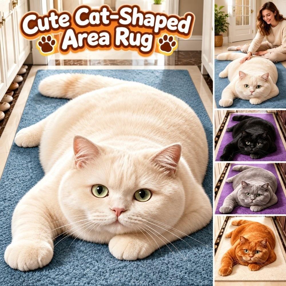 Pet Themed Animal Shaped Carpet 3D Printed Diatom Mud Mat Cat-Shaped Area Rug Home Floor Decor