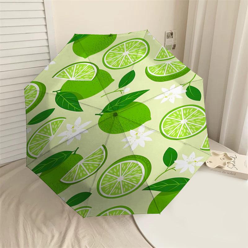 

1PC lime flower Automatic Open/Close Umbrella with Windproof, 8-Rib Sturdy Canopy, Durable Ribs, Fashionable Design, Outdoor Accessory, Fun Prin, Holi