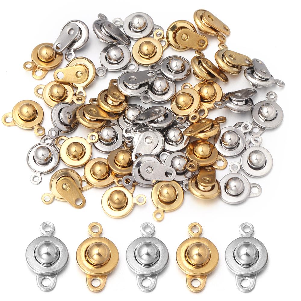 2pcs Stainless Steel Snap Clasps Buttons Jewelry Connector Fastener For DIY Necklace Bracelet Craft Jewelry Making Accessories