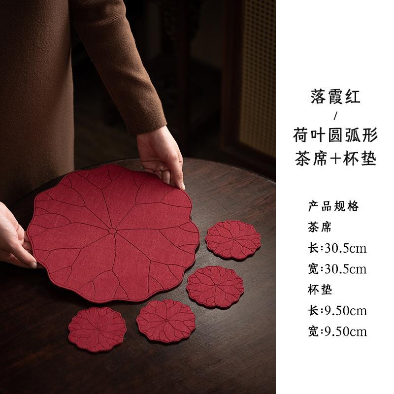 New Chinese cotton and linen lotus leaf coaster coaster home kitchen insulation mat storage mat tea mat