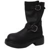 Fashion retro leather boots belt buckle Martin boots women's autumn and winter versatile leather casual shoes fashion boots short boots tide