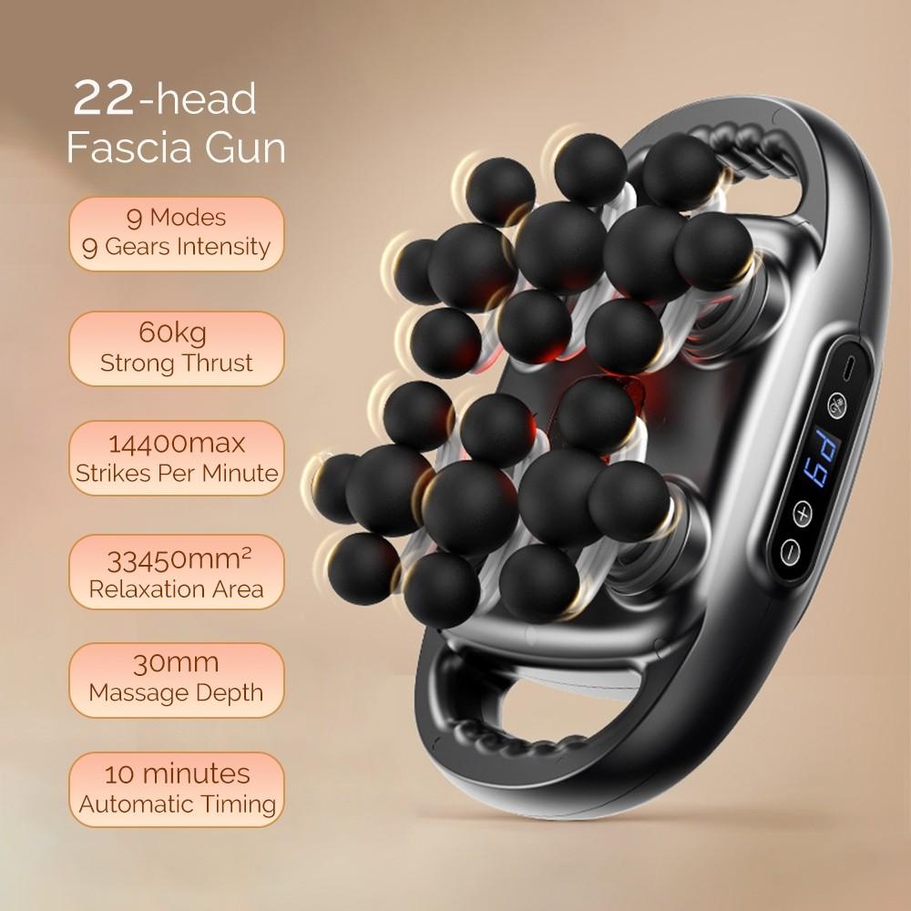 22-head Wireless Fascia Gun Professional Deep Tissue Massage Therapy Device Muscle Relaxation Electric Massager