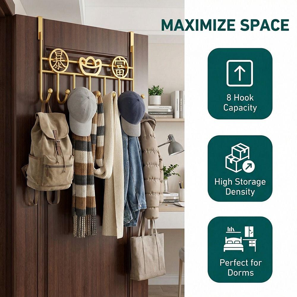 Punch-Free Door Storage Hook Space Saving Hanging Storage Rack Organizer Rack  Wall Hanger
