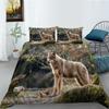 3D Wolf Theme Bedding Set Wolf Pillow Cover Quilt Cover Bedding Set Down Duvet Cover Full Size Single/Double Bed Home Decoration