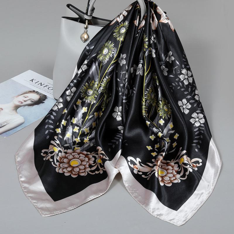 90 Square Scarves, Silk Scarves, Women's New Spring and Summer High-end Sense Versatile, Thin Scarves, Shawls Outside
