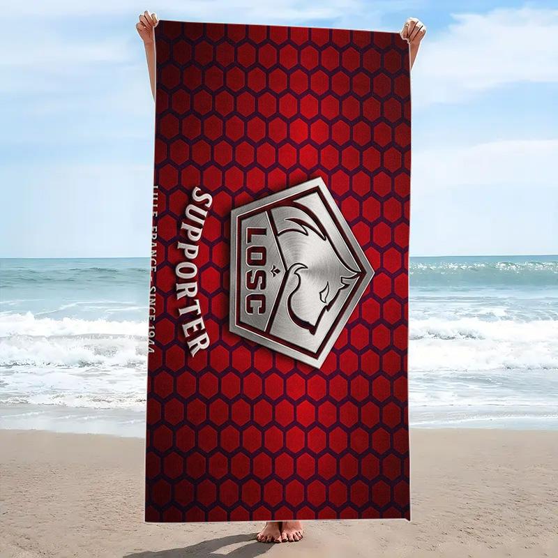 Lille OSC Print Beach Towel, Large Soft Quick Dry Towel for Beach Camping Swimming