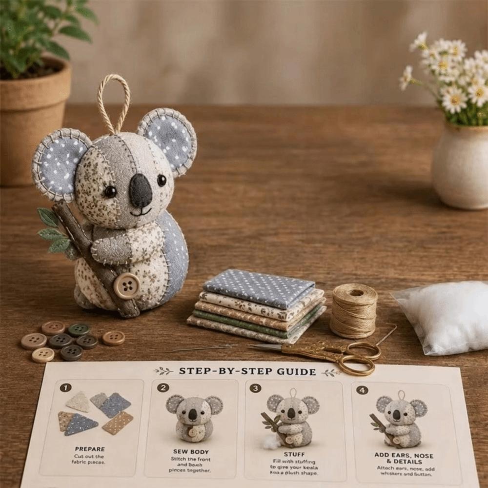 Handmade DIY Patchwork Animal Kit Vintage DIY Craft Set Hand Sewing Kit Travel Activity