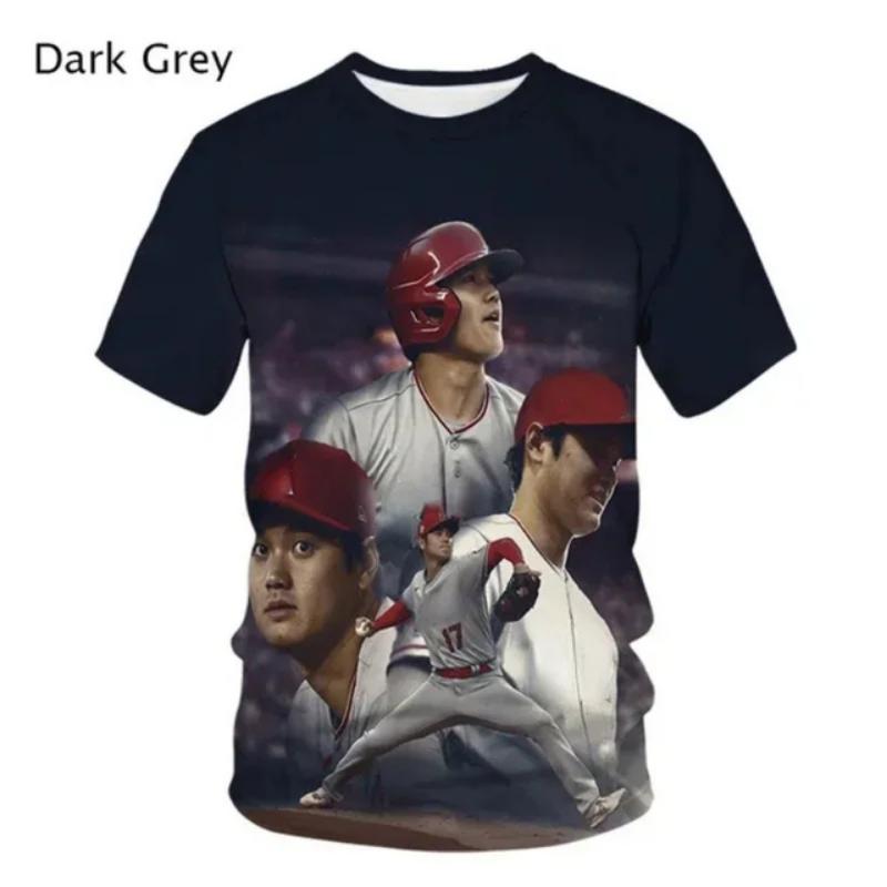 

Футболка Baseball Star Shohei Ohtani для мужчин и женщин с 3D-принтом, круглый вырез, короткий рукав, унисекс, одежда больших размеров, спортивная футболка 6XL