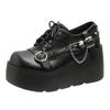 Fashion Retro Rock Shoes Boots For Women New Dark Punk Leather Shoes Metal Niche Low Top Platform Shoes For Women 8.5CM Thick Soled