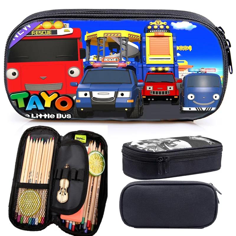 Tayo en Vriendjes Auto Populair bij de Kinderen van de Pennenhouder Student Pennen Etui Coole Rits Make-up Tas Bus Pennen Etui (as the picture,Tayo and Lit pen bag)