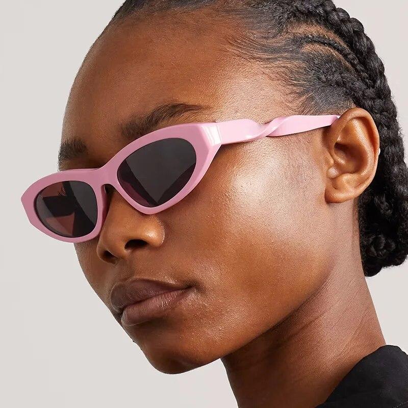 Small Frame Retro Cat Eye Sunglasses Punk Hip Hop Sun Glasses Twisted Fried Dough Twist Leggings Men's Women's Sunglasses