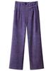 Meilade Autumn Winter Chinese Style Pao Kuao Fleece-Lined Sherniel Wide Leg Pants Women High Waist Drop Crotch Straight Leg Casual Trousers