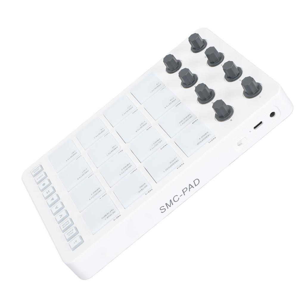 Wireless MIDI Controller with 16 RGB Drum Pads and 8 Rotating Knobs USB Beat Maker Machine for Music Production