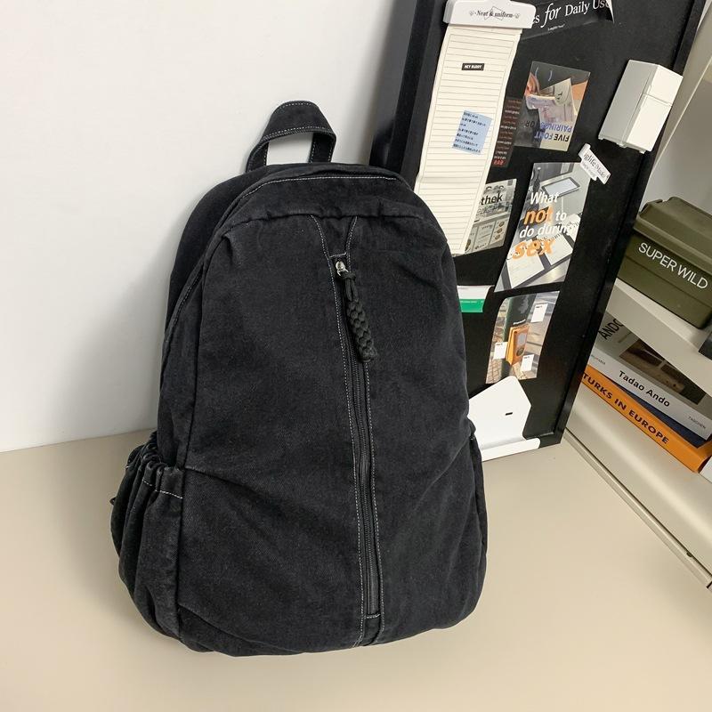 

Школьная сумка Мужской студенческий повседневный простой рюкзак большой вместимости для путешествий в средней школе чёрный