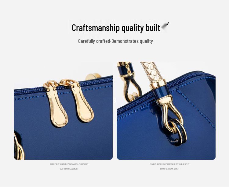 2025 Patent Leather Shiny Women's Boston Bag - Fashionable Single Shoulder & Crossbody Handbag