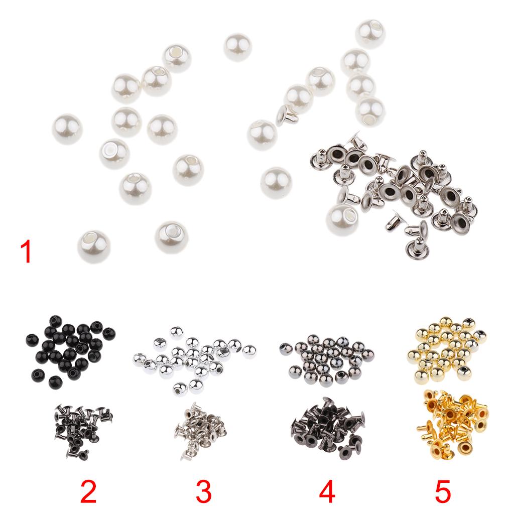 Faux Pearl Studs Decorative Rivet Buttons Plastic Beads Garment Accessories for DIY Crafts Clothes