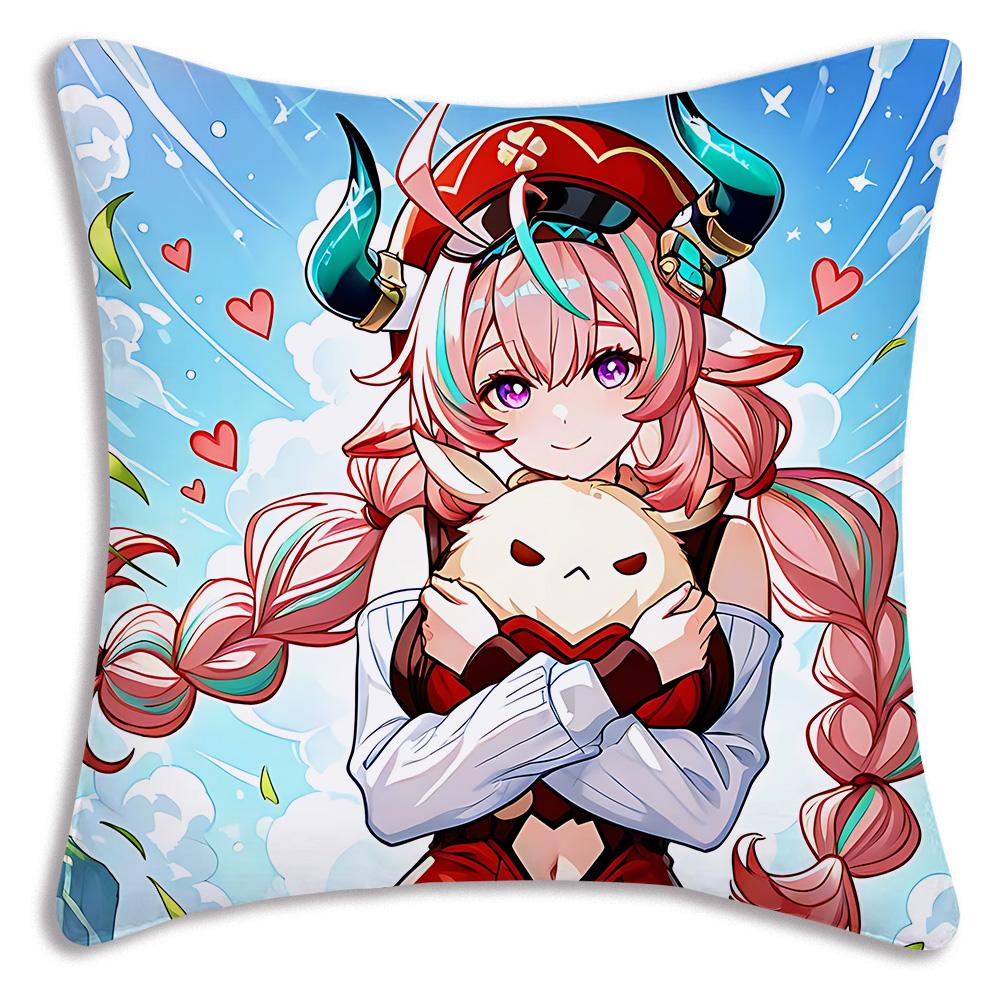 Hot Anime Genshin For V-Varesa Pillow Covers Cartoon Sofa Decorative Home Double-sided Printing Short Plush Cute Cushion Cover