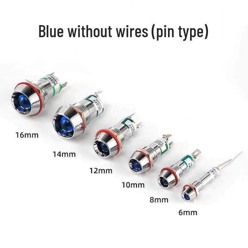 Dual Color LED Metal Indicator Light - 6/8/10/12mm, Red/Green, 3V-220V, Waterproof
