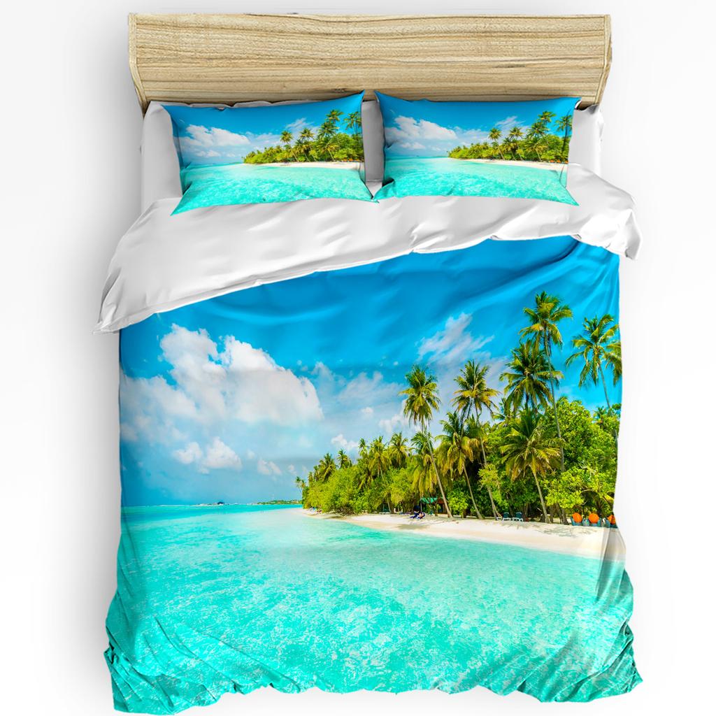 Vibrant Trendy Landscape Ink Painting Chinese Style 3pcs For Bedroom Bed Home Textile Double Quilt