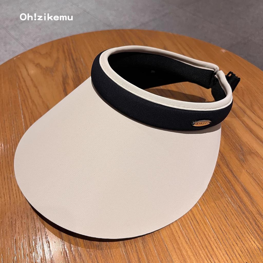 Headband type large eaves empty top sun protection hat for women, outdoor cycling in summer, breathable color matching, small sunshade sun hat for men